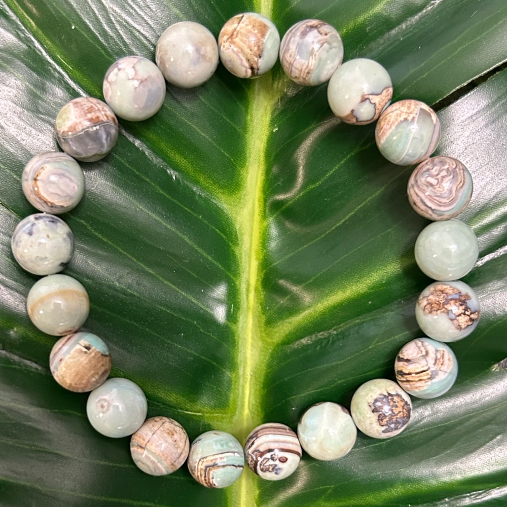 OCEAN BLUE AGATE chunky 10mm handmade beaded bracelet